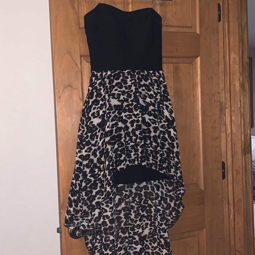 Speechless Leopard black high low mini dress
